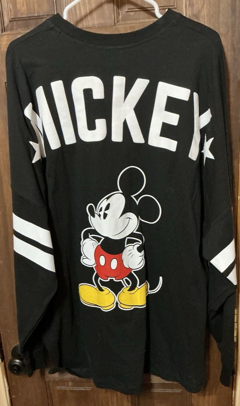 DISNEY Mickey Mouse 100% Cotton Black Gameday Sweatshirt Jersey Size XL (16/18) - Picture 3 of 4